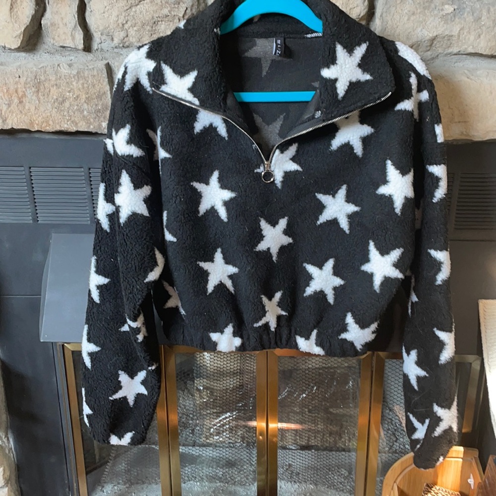 Cropped quarter zip star sweatshirt